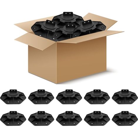Lot de 10 roulements de piédestal de terrasse, hauteur réglable de 18 à 30 mm, matériau PP, pour fontaines à eau, jardins en terrasse, pavage de cour, etc (1/3)