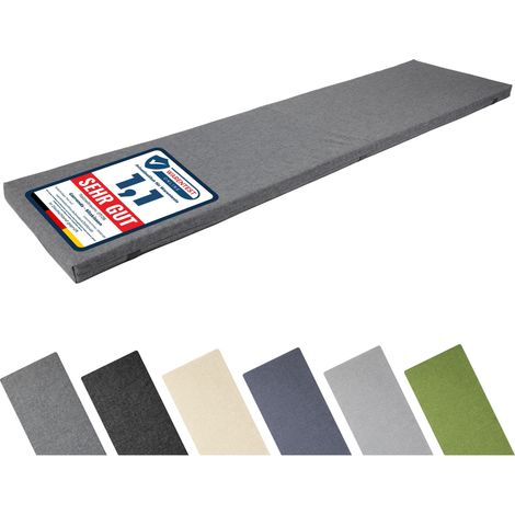 Garronda Coussin Exterieur Impermeable 150x40 cm pour Banc de Jardin Canapé et Balancelle Housse en Polyester Résistant UV pour Terrasse Balcon et Intérieur avec Élastiques GD-0220 Graphite