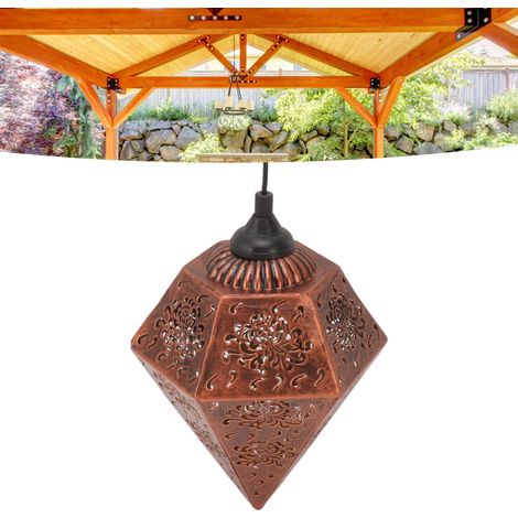 Lampes décoratives solaires pour cours, lanternes solaires LED, éclairage solaire de cour, lanternes chrysanthèmes polygonales en cuivre rouge (1/5)