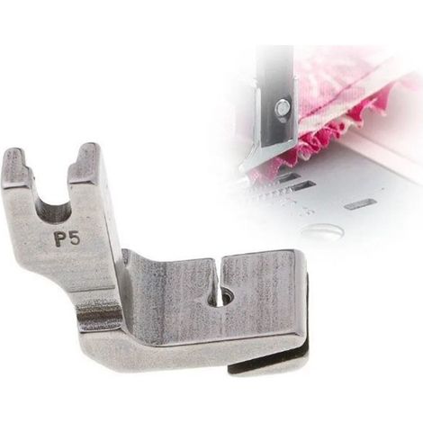 Pied presseur P5 en acier inoxydable pour fronçage et plissage sur machine à coudre (1/5)