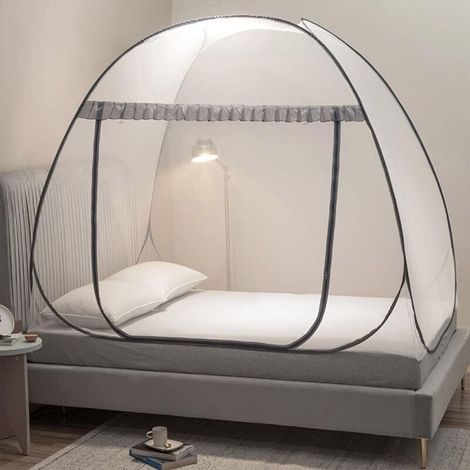 lit escamotable avec fond en maille, pour enfants, filles et garçons, convient pour l'intérieur et l'extérieur (lit simple XL, gris) (1/4)
