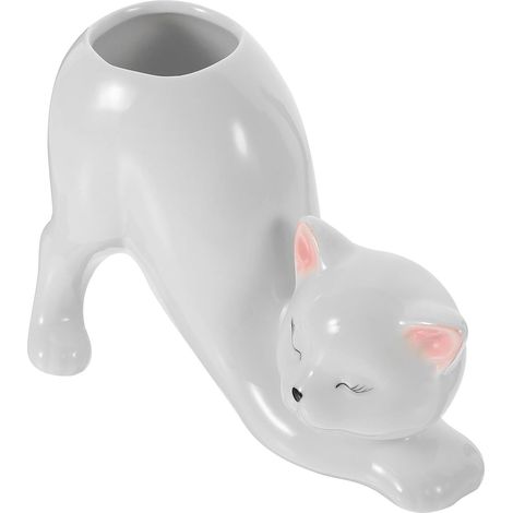 chat en céramique blanche design minimaliste pour la