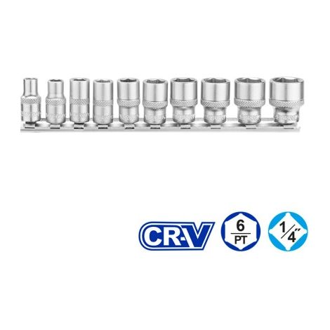 Juego de 10 vasos WADFOW de 1/4" (5-14 mm), acero 50BV30 y Cr-V, tratamiento térmico (1/2)