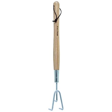 Kent & Stowe Mano a 3 Denti Lunghi – Grubber da Giardino in Acciaio Inox per scoppiare Pavimenti, Artiglio da Giardino con Manico in Legno di Frassino, Lunghezza 54 cm (1/4)
