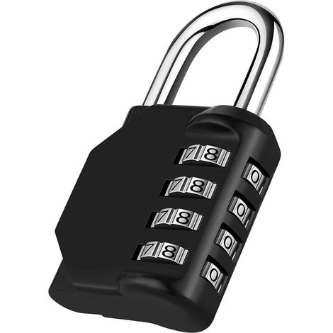 Cadenas à combinaison 4 chiffres Noir, robuste, pour intérieur et extérieur, serrure de casier