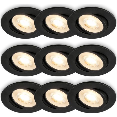 Lot de 3 x 3 spots LED encastrables plats, orientables, lumière blanche chaude, spot encastrable, spots LED, extra plat, orientable, intérieur, 8 x 2,2 cm, noir (1/5)