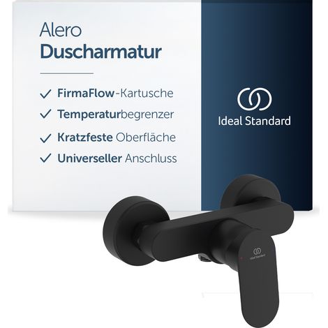 Ideal Standard Alero Brausearmatur, Aufputz Montage ✔ Schwarz Matt - Duscharmatur mit Temperaturbegrenzer, gezielte Durchflusssteuerung, universeller G-1/2-Anschluss, BE180XG (1/5)
