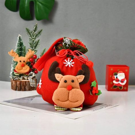 Lot de 4 chaussettes de Noël, Père Noël, bonhomme de neige et rennes. Grandes chaussettes de Noël, décorations pour sapin, cheminée, vitrine, sachet de bonbons. (1/3)