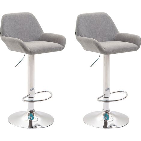 Set De 2 Taburetes Braga En Tela Gris Cromado
