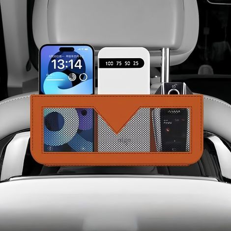 Bolsa de almacenamiento lateral para asiento de coche: bolsa de almacenamiento impermeable de alta calidad para coche, caja de almacenamiento interior (naranja) (1/3)