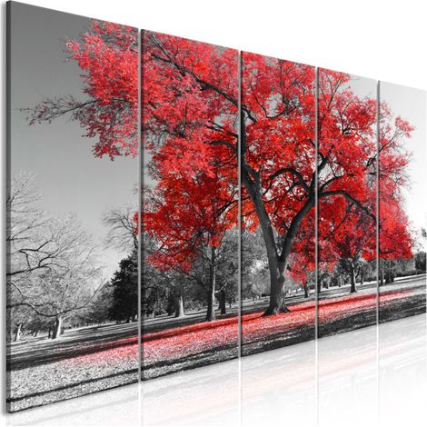 Tableau 5 Panneaux "Autumn in the Park Narrow Red" 90 x 225 cm (1/2)