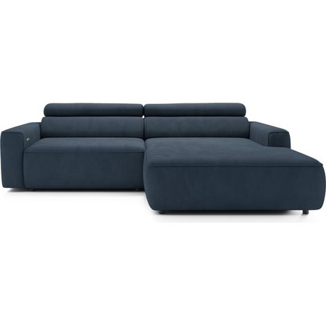 Selsey Fando - Canapé d'angle - 252 cm - velours bleu (1/5)