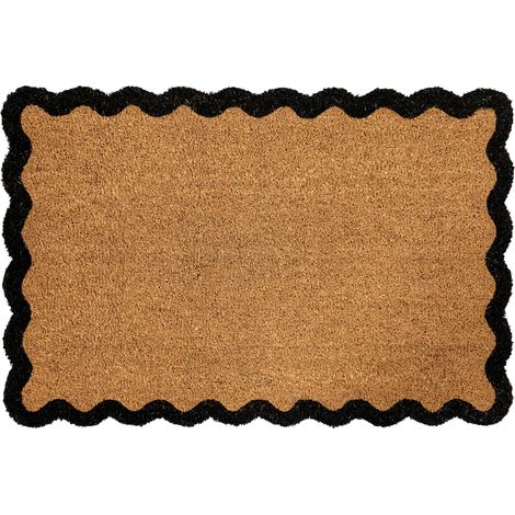 Felpudo de fibra de coco antideslizante 60 x 90 cm con dorso de PVC motivo ondulado natural Pinatubo