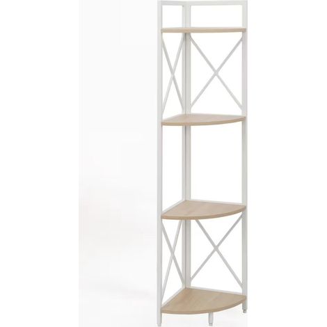 ORION91oficial® - Estantería Librería Rinconera 4 estantes Esquina MDF y Acero Color Blanco Despacho Librería Dormitorio Despensa Oficina 137x42x30 cm - spaziOrion91 - Unidad (1/5)