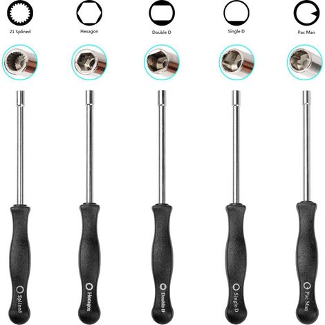 Filter (Set de 5) Outils de Réglage de Carburateur/Tournevis de Réglage Embout Pac Man/Single D/Double D/Hexagone / 21-Dents Splinded pour la Plupart des Petits Moteurs de 2 Cycles