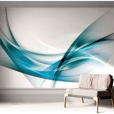 Papier peint autocollant adhésif installation rapide du papier peint durable et résistante Vagues bleues 312x219 cm (1/5)
