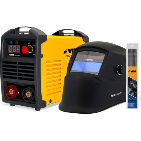Poste à souder MMA inverter 140 Ampères + Cagoule LCD 9/13 + Lot 12 électrodes Acier Ø 2.5mm Soudure Acier, Inox Fonte VITO