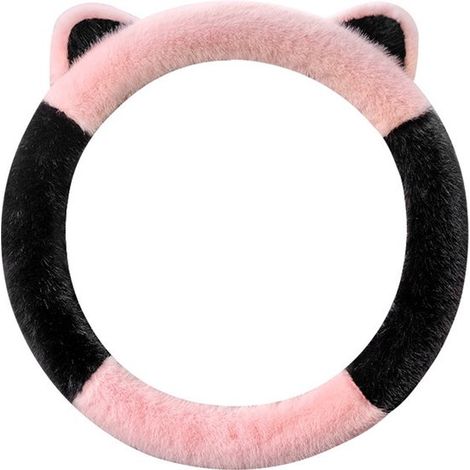 Coprivolante morbido, antiscivolo e caldo, 37 x 38 cm, coprivolante da donna, rosa con motivo nero (1/2)