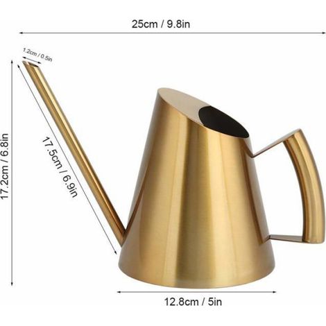 Arrosoir en Acier Inoxydable 900ml, Longue Bouche Vase Arrosage Fleurs Jardin Plantes Outil Jardinage Cuneary (1/5)