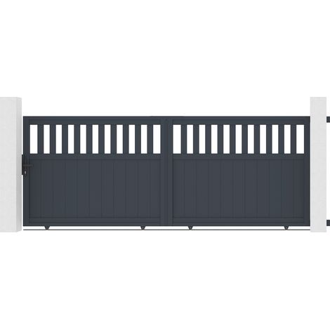 Schiebetor aus Aluminium 4m SANTIS H.140cm Grau (1/4)