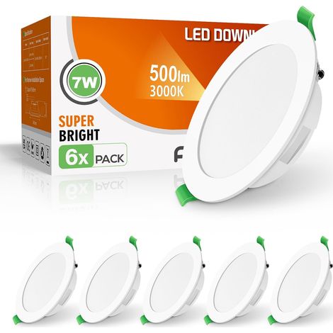 Spot LED Encastrable Extra Plat, 4W 280LM Blanc Froid 6500K, IP44 LED Spot Salle de Bain, Ultra-mince 30MM, AC220-240V Pour Salle de Salon, Cuisine, Lot de 6 (1/5)