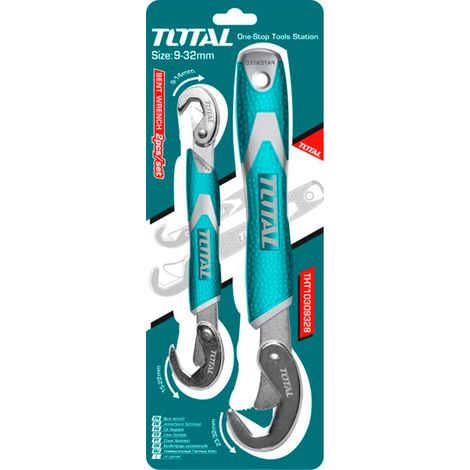 Total Tools Juego de llaves autoajustables - 1 Doble 9-14 - 15-22 mm - 1 Simple 23-32 mm