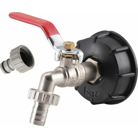 Adaptateur IBC 1000 l Adaptateur de réservoir IBC Adaptateur de réservoir S60X6 pour robinet de jardin en laiton 1,27 cm Raccord de tuyau d'huile carburant (1/5)
