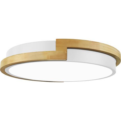 Slip Holz Plafonnier Encastré LED, 40cm Plafonnier Rond Dimmable, 2700K-6000K Au Choix Plafonnier Minimaliste pour Salon Chambre (Blanc, 40cm) (1/5)