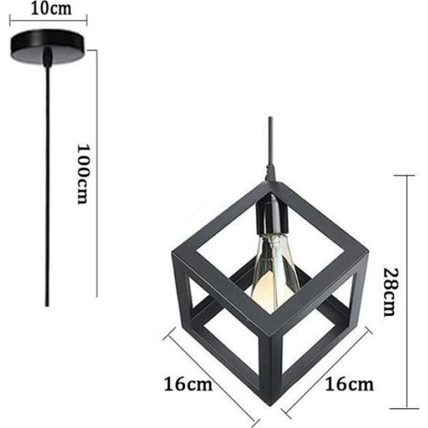 MOGOD Lot de 3 Rétro Vintage Lustre Suspension Industrielle Cage Cube Carré Fer Abat-jour Métal Luminaire pour Salon Escalier Chambr (1/4)