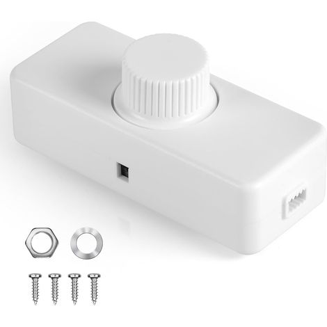 LED Dimmer, LED Light Dimmer, Adjustable Power 3-100W, AC 220-240V/50Hz, Dimmer Switch, Rotary Dimmer for Dimmable Lamps, Living Room, Bedroom (White) (1/5)