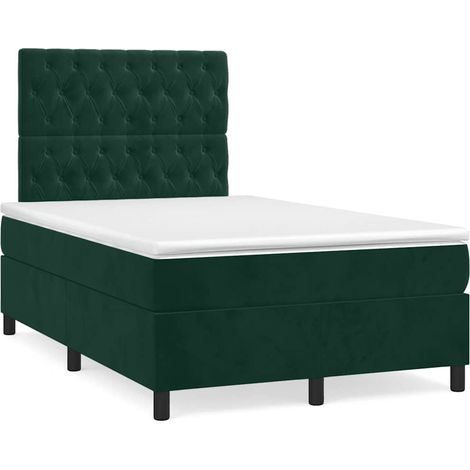 vidaXL Sommier à lattes de lit avec matelas LED vert foncé 120x190 cm (1/5)