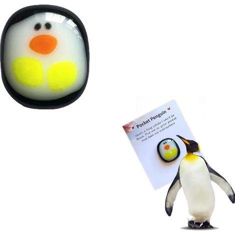 Pingouin de poche en verre, mini pingouin câlin, décoration pingouin de poche avec carte de vœux, cadeau animal mignon (1/5)