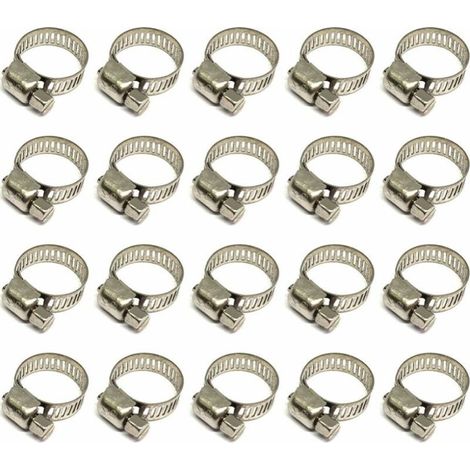 20 Pièces Collier De Serrage Tuyau, Collier De Serrage Tuyau Réglable 12-20mm, 304 Collier De Serrage Inox, Collier Serrage Métallique, Pour Tuyau, Home Gaz, Famille Tuyau D'eau, Câble, Robin (1/5)