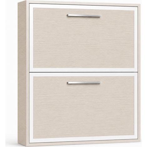 Lit escamotable horizontal superposé MELINA - Cadre métallique blanc Vison Sans matelas-90x180-Cadre Vison-Façade Vison (1/5)