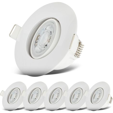 B.K.Licht - Set di 6 faretti LED da incasso 230V, faretti LED orientabili per il bagno IP65, faretti LED da soffitto, faretti LED, faretti da soffitto, lampada da bagno, 9 x 4,2 cm (DxH), bianco