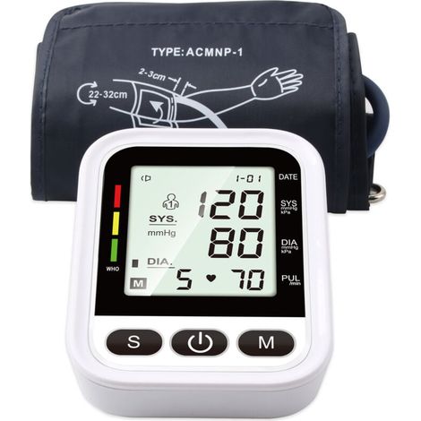 Tensiomètre Bras Electronique - Tensiomètre Intelligent Professionnel,Détection de Pulsations Cardiaques Irrégulières, avec Brassard Ajustable et Écran LCD Rétro-éclairé (batterie non incluse) (1/5)