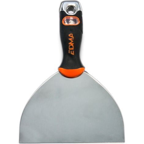 Edma – Couteau à enduire 12,5 cm – Lame inox flexible – 4 embouts vissage amovibles – Déblocage rapide par bouton – Rangement facile