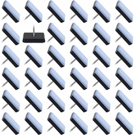 (25 x 25 mm) Packung mit 50 Teflon-Möbelgleitern, Möbelgleitern mit Nägeln, Stuhlgleitern zum Annageln