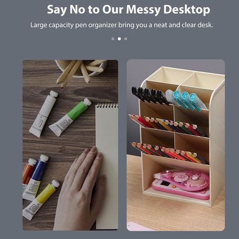Support Stylo - Insertion Oblique - Bureau - Espace Compact - Pour Stylos Crayons Marqueurs - 1 Pièce (1/5)