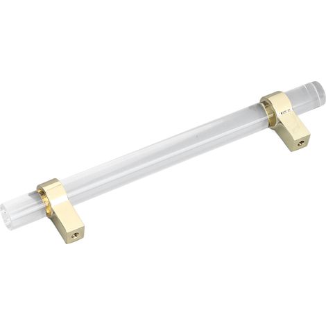 Poignée en acrylique cristal transparent moderne pour tiroir, placard, bibliothèque, meuble à chaussures, entraxe 128, couleur or (1/5)