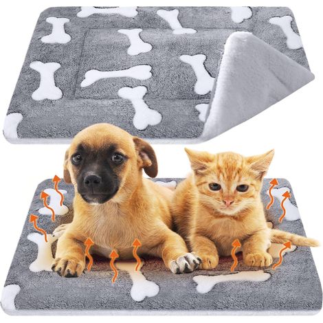Tapis de cage pour chat et chien - convient aux petits chiens et aux chats d'intérieur - 1 pièce, 61 × 41 cm, motif os (1/5)