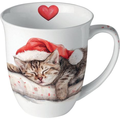 Mug en porcelaine fine chat endormi