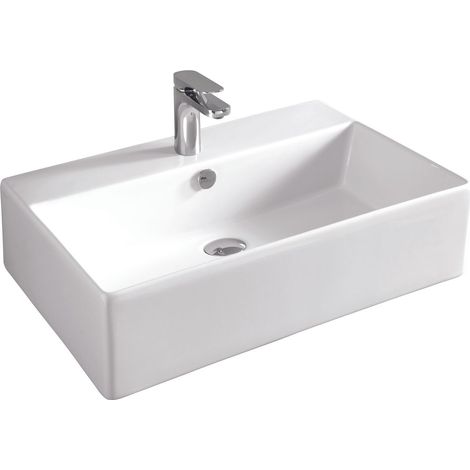 Lavabo Quadro sospeso/appoggio cm. 65x48 in ceramica bianco (1/3)