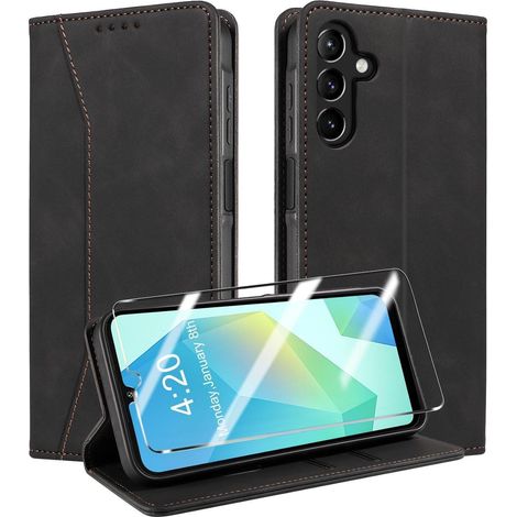 Klapphülle mit Panzerglas für Samsung Galaxy A16/A26 5G, Leder, RFID-Schutz (1/5)