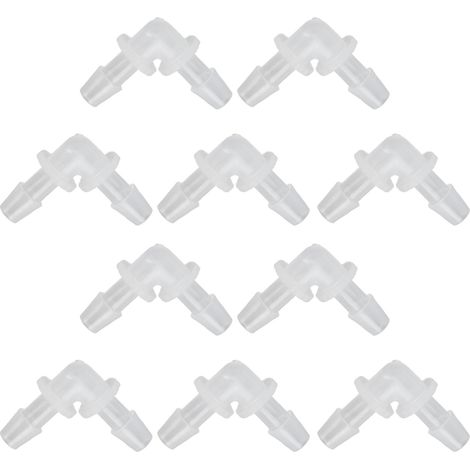 Lot de 10 coudes à 90° pour tuyaux, raccords en plastique de diamètre égal (6,4 mm), en forme de L, diamètre 6,4 mm. (1/5)