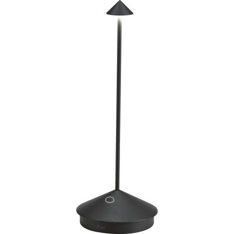 Lampe De Table Led Pina Pro Noir Mat Rechargeable Et Dimmable Sans Fil Zafferano 2200-2700-3000K (1/8)