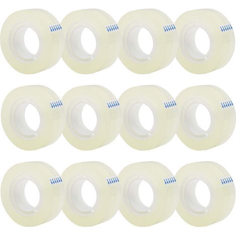 Recharge de 12 rouleaux de ruban adhésif transparent, ruban adhésif transparent brillant multifonctionnel, adapté aux bureaux, aux maisons et aux écoles. (1/5)