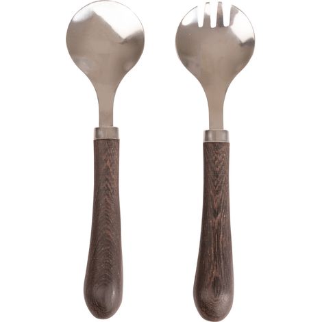 Posate da insalata, legno wengé/acciaio inox, 23 cm Astrid / Sagaform (1/2)