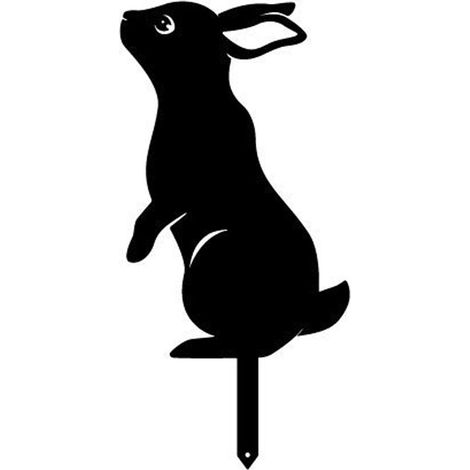 Statue de Lapin Métal Art Déco 2D, Figurine Animale pour Jardin Extérieur, Décoration Pelouse (1/5)