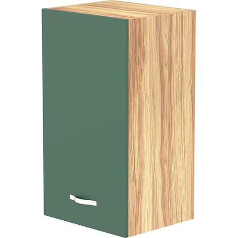 Pensile da Cucina Armadio Sospeso da Parete in Legno Design Minimal Colore Verde (1/5)